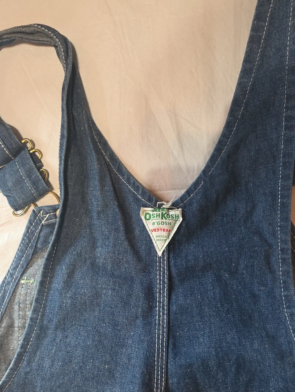 OshKosh B'gosh VTG 70's Vestbak Union Made Sanforized Denim Bib Overalls 38x28